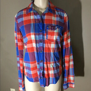 Hollister Button Down Plaid Long Sleeve Shirt M